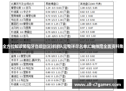 全方位解读葡萄牙各级别足球球队完整详尽名单汇编指南全面资料集 全方位解读葡萄牙各级别足球球队完整详尽名单汇编指南全面资料集